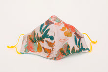 Load image into Gallery viewer, Enchanted garden birds Meli Mask handmade 100% cotton safety mask, slow fashion, colorful, natural, healthy
