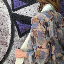 Load image into Gallery viewer, Eden collection Beautiful, unique silk hand sewn kimono, original print Melissa Koch Fine Arts, bag, belt, slow fashion
